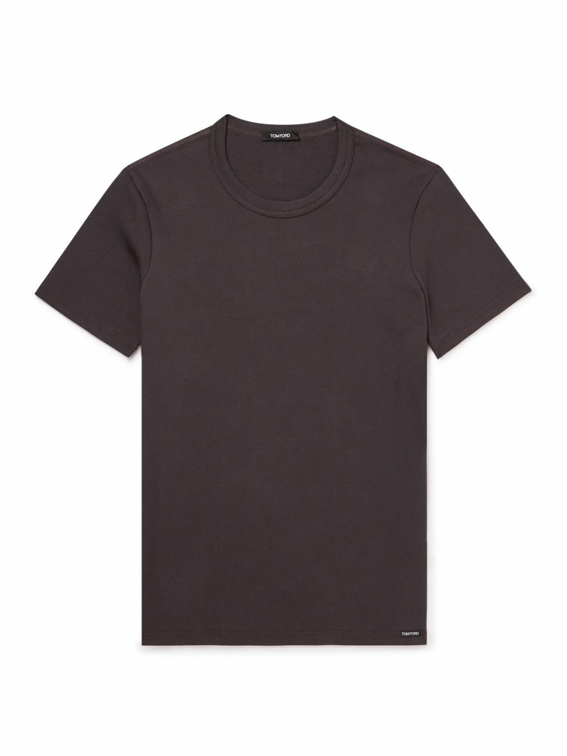 TOM FORD - Logo-Appliquéd Stretch-Cotton Jersey T-Shirt - Brown TOM FORD