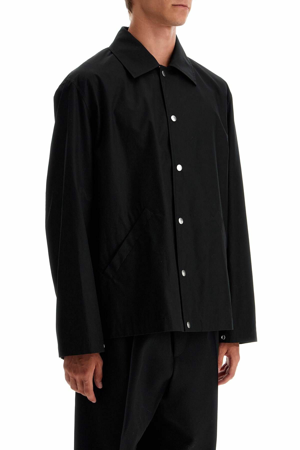 JIL SANDER logo print popeline overshirt Black