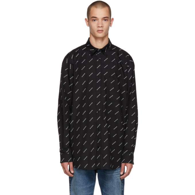 Photo: Balenciaga Black All Over Logo Shirt