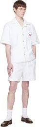 Casablanca White Towelling Monogram Short Sleeve Shirt