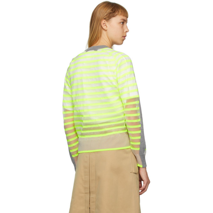 Junya Watanabe Grey and Yellow Stripe Cardigan Junya Watanabe