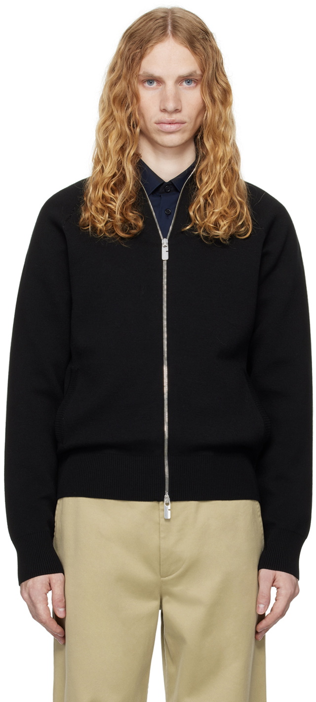 Burberry Black Mirrored Horse Wool Blend Track Jacket Burberry