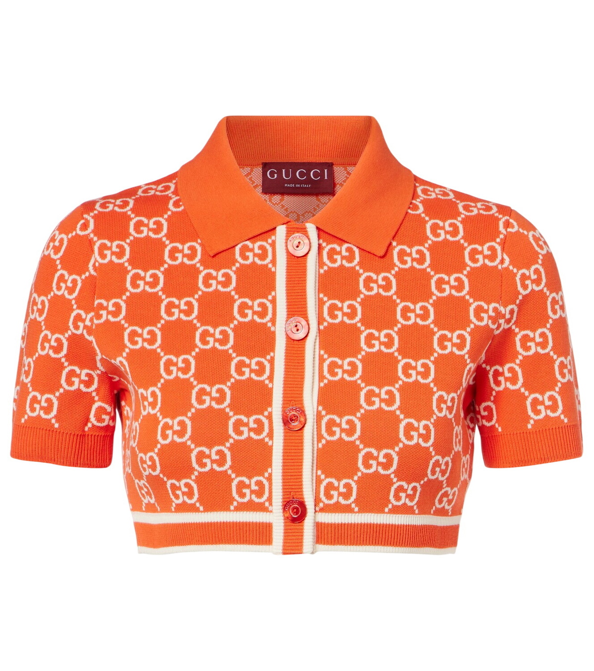 Gucci Ribbed-knit cropped polo shirt Gucci