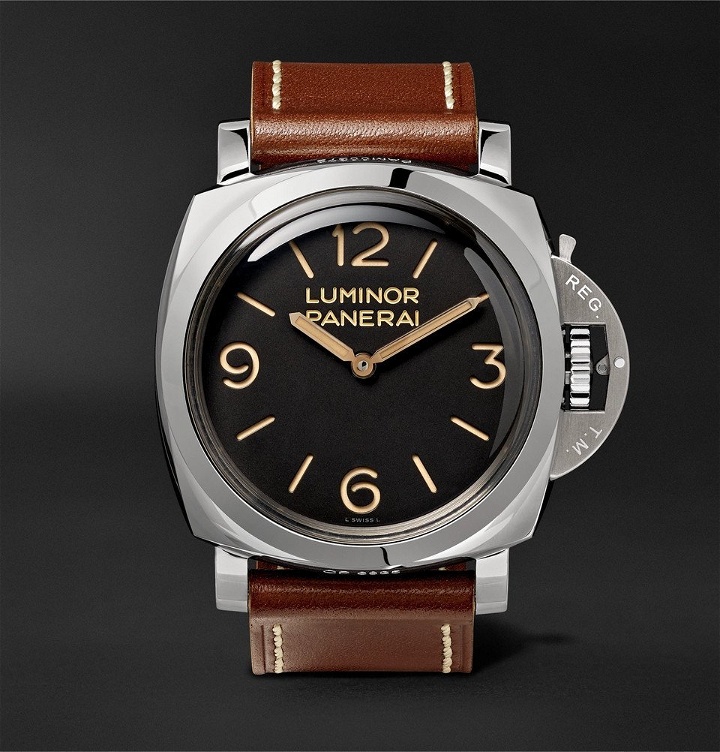 Photo: Panerai - Luminor 1950 3 Days Acciaio 47mm Stainless Steel and Leather Watch - Black