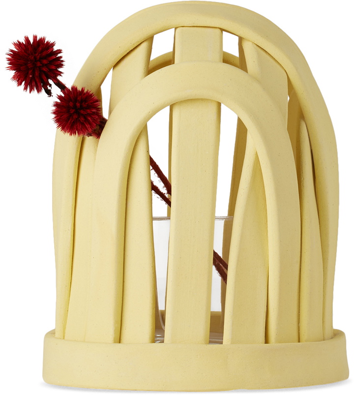Photo: SKINNY SSENSE Exclusive Yellow Ikebana Cage Vase