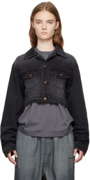 We11done Black Cropped Denim Jacket