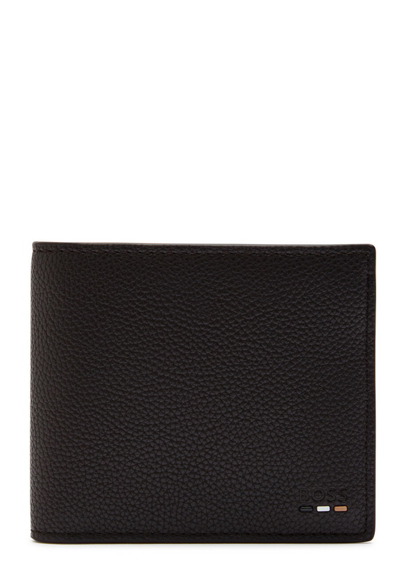 Photo: Boss Ray Logo Grained Leather Wallet - Dark Brown - One Size