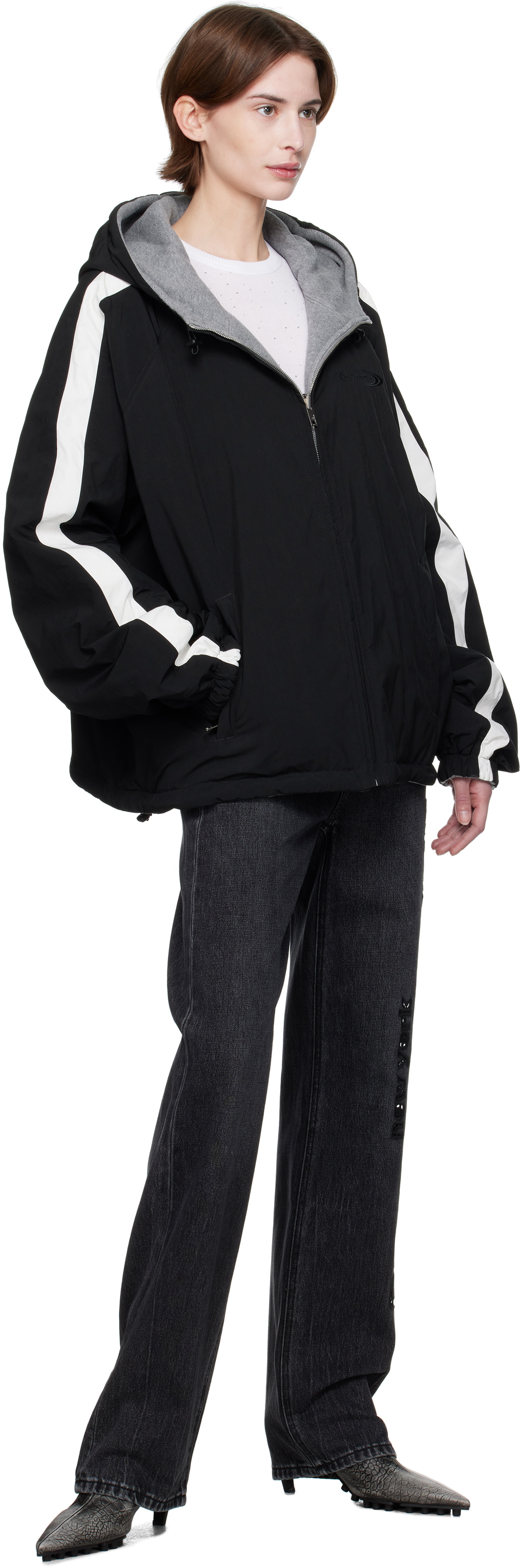 Alexander Wang Black Raglan Hooded Reversible Jacket Alexander Wang