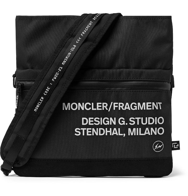 Photo: Moncler Genius - 7 Moncler Fragment Hiroshi Fujiwara Printed Woven Messenger Bag - Black