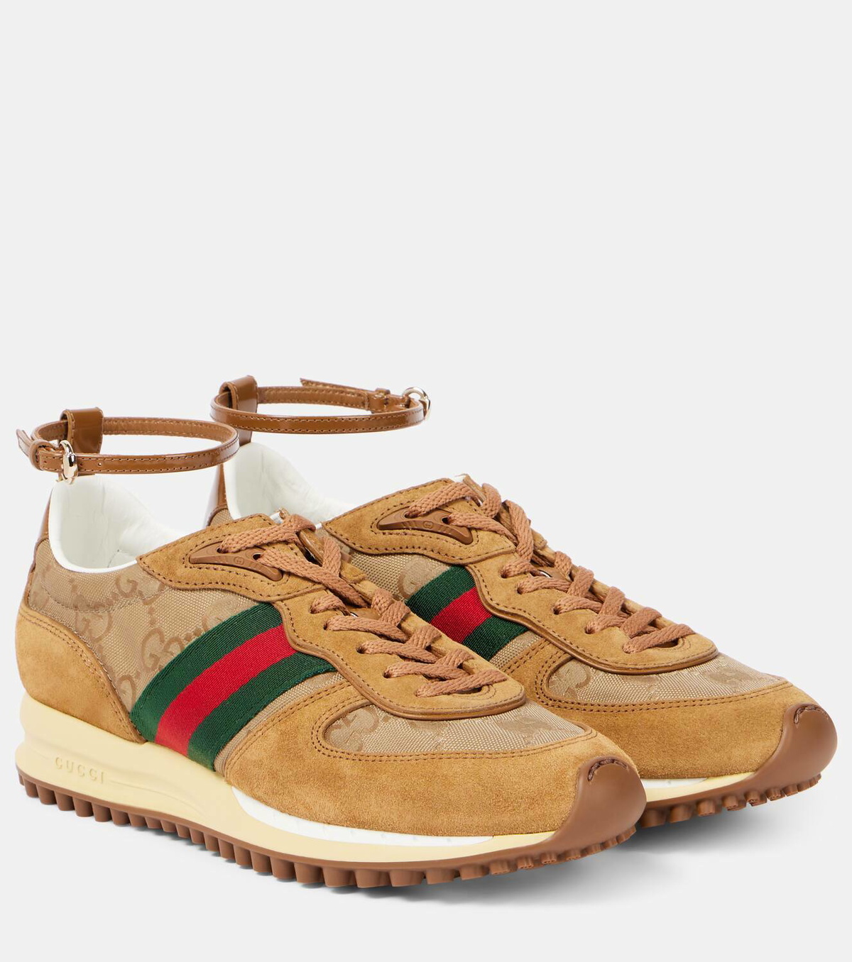 Pre Love ,Rust suedes size 12 Gucci shoe beautiful shape,well taken care .. GUCCI Re-Motion suede, canvas-jacquard and patent-leather  main image 2