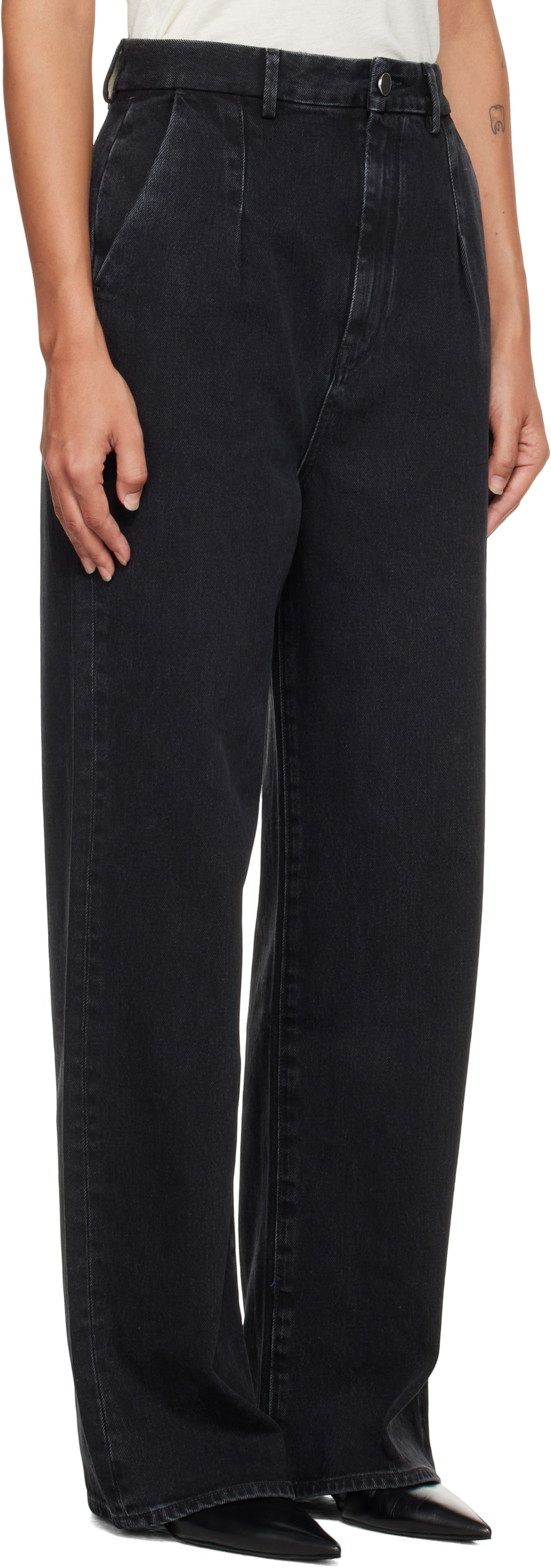 Loulou de Saison Black Attu LDS Pleated Jeans