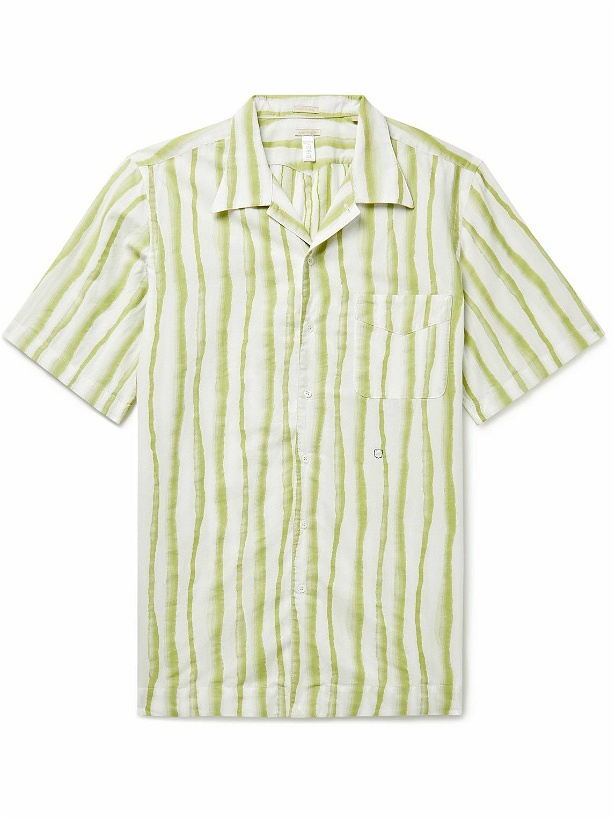 Photo: Massimo Alba - Venice Camp-Collar Striped Cotton-Jacquard Shirt - Green