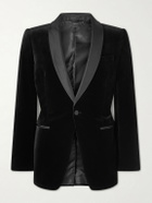 TOM FORD - Satin-Trimmed Cotton-Blend Velvet Suit Jacket - Black