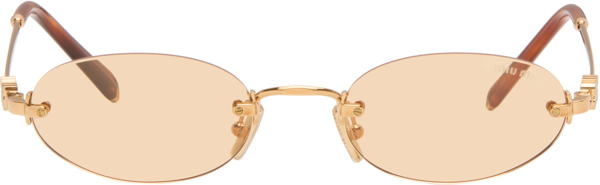 Miu Miu Eyewear Gold Logo Sunglasses
