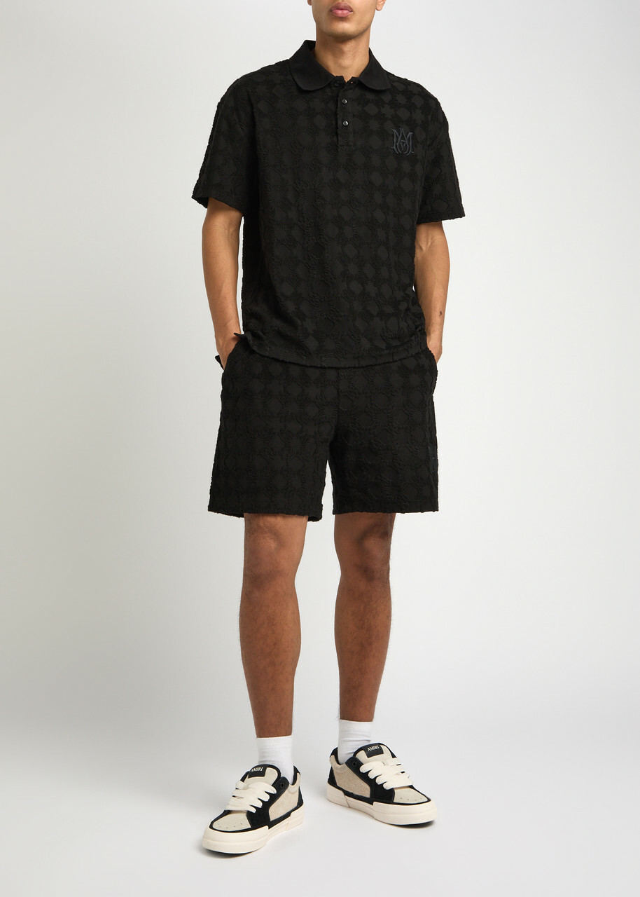 Amiri Ma Quad Jacquard Towelling Cotton-blend Polo Shirt Black