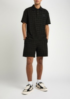 Amiri Ma Quad Jacquard Towelling Cotton-blend Polo Shirt Black