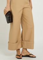 Another Tomorrow Turn-up Cuff Wide-leg Trousers Khaki