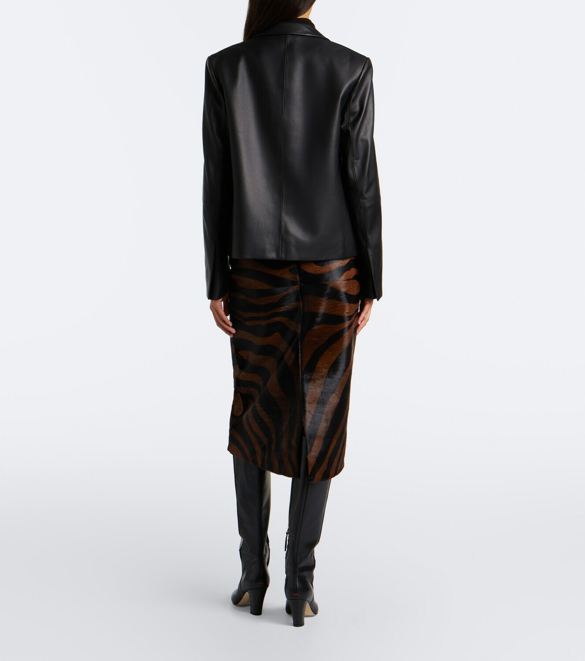Simkhai Tobiana zebra-print calf hair midi skirt