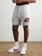 Cherry Los Angeles - Straight-Leg Appliquéd Cotton-Jersey Drawstring Shorts - Gray