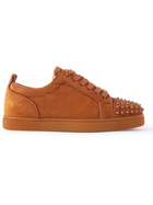 Christian Louboutin - Louis Junior Spikes Cap-Toe Suede Sneakers - Brown