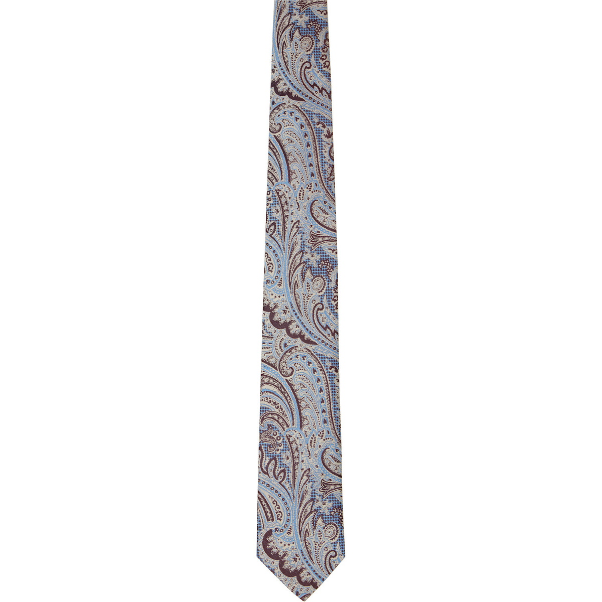 Dries Van Noten Blue & Burgundy Paisley Tie