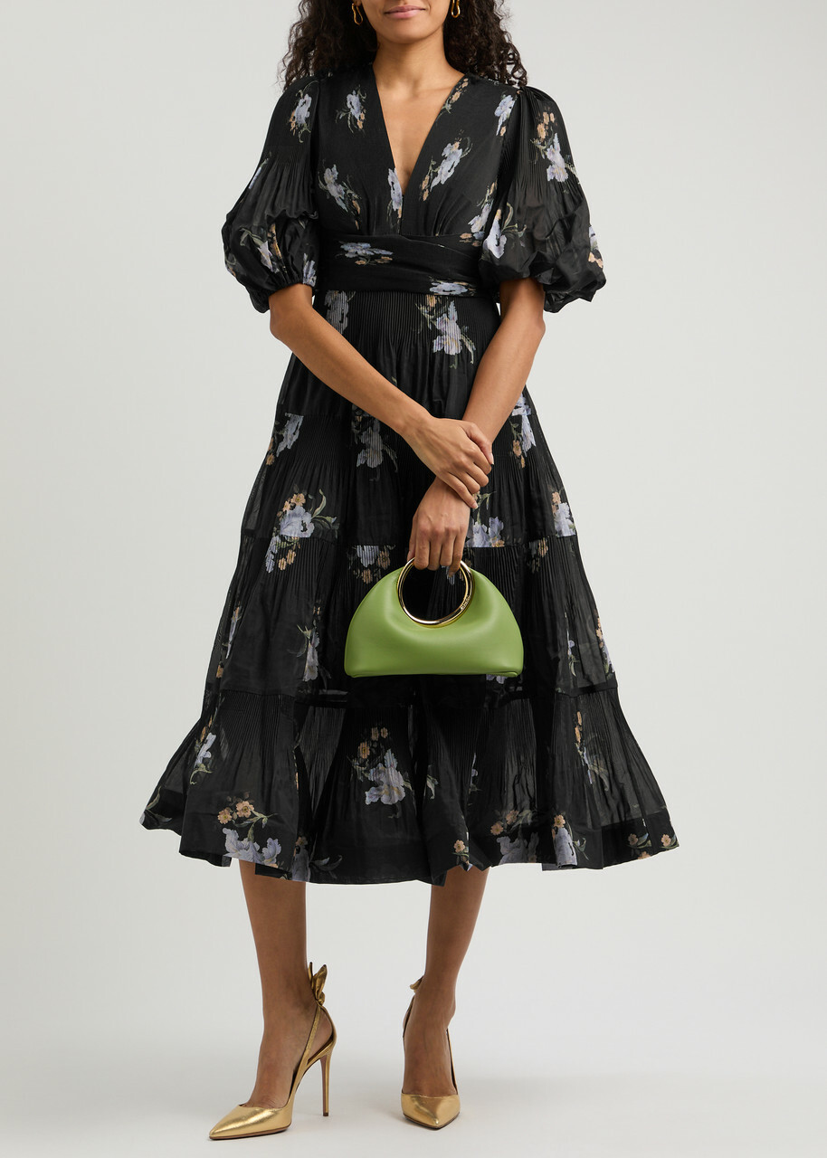 Zimmermann Floral-print Pleated Organza Midi Dress Multi Floral Zimmermann