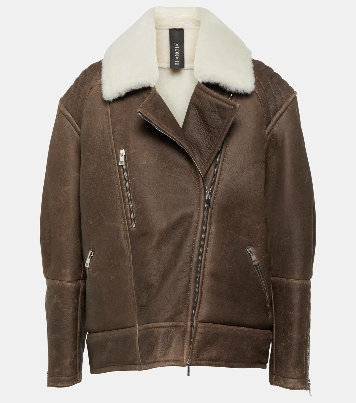 Blancha Shearling-trimmed leather jacket Blancha