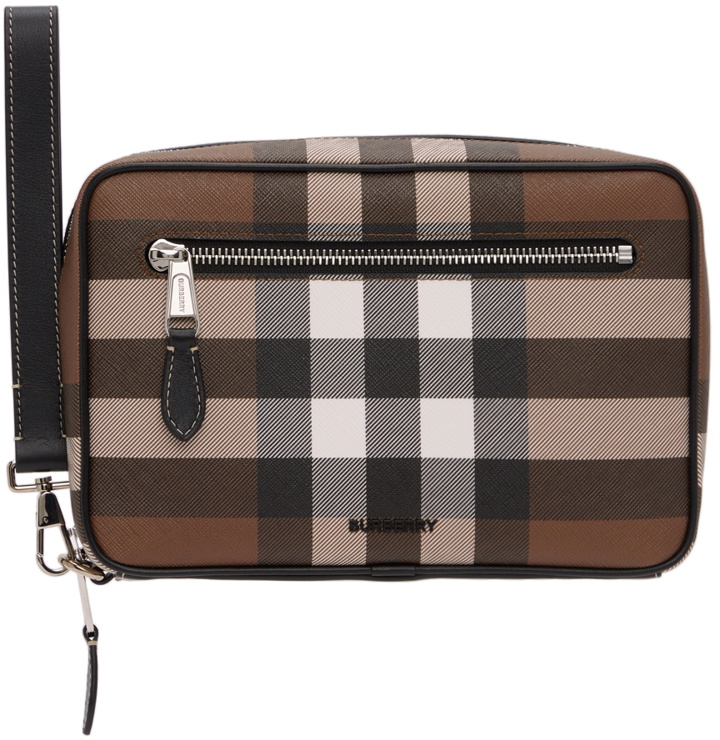 Photo: Burberry Brown Check & Leather Zip Pouch