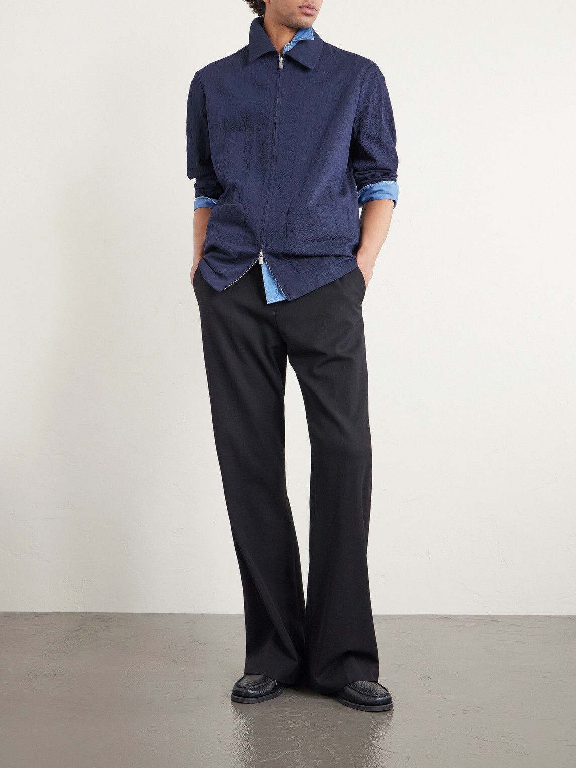 Barena - Crinkled Cotton-Blend Overshirt - Blue