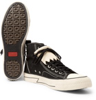 visvim - Skagway Fringed Leather-Trimmed Canvas High-Top Sneakers - Black