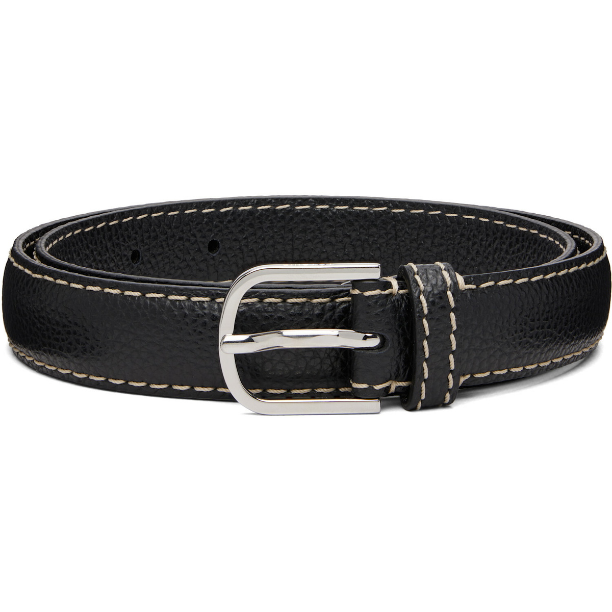 TOTEME Black Slim Grained-Leather Trouser Belt