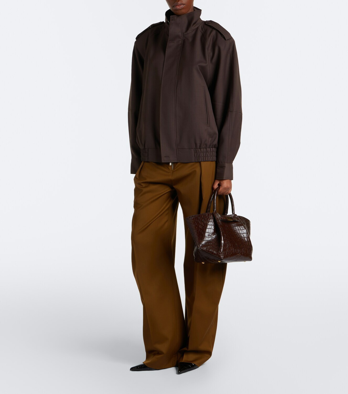 DeMellier New York Midi croc-effect leather top-handle bag