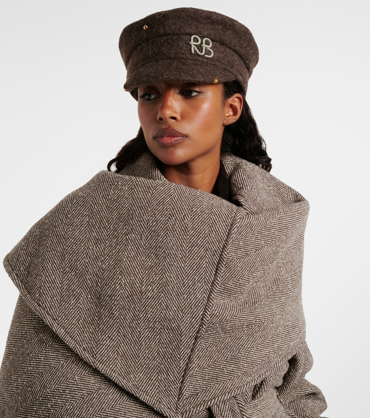 Ruslan Baginskiy Pierced wool-blend newsboy cap