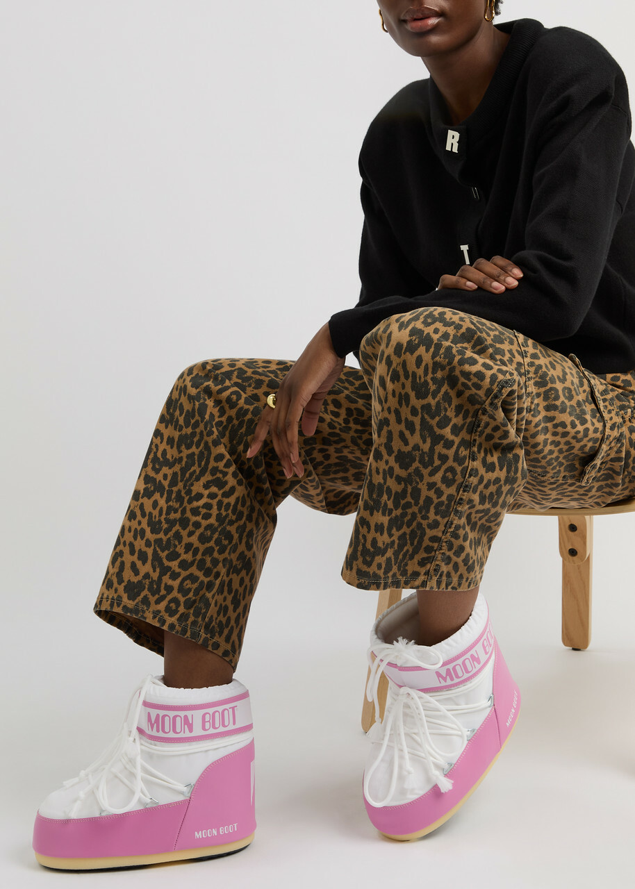 Moon Boot Icon Padded Nylon Snow Boots Pink And White 3638