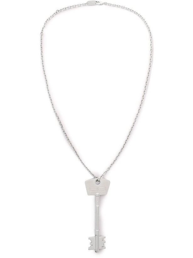 Photo: Balenciaga - Engraved Silver-Tone Pendant Necklace
