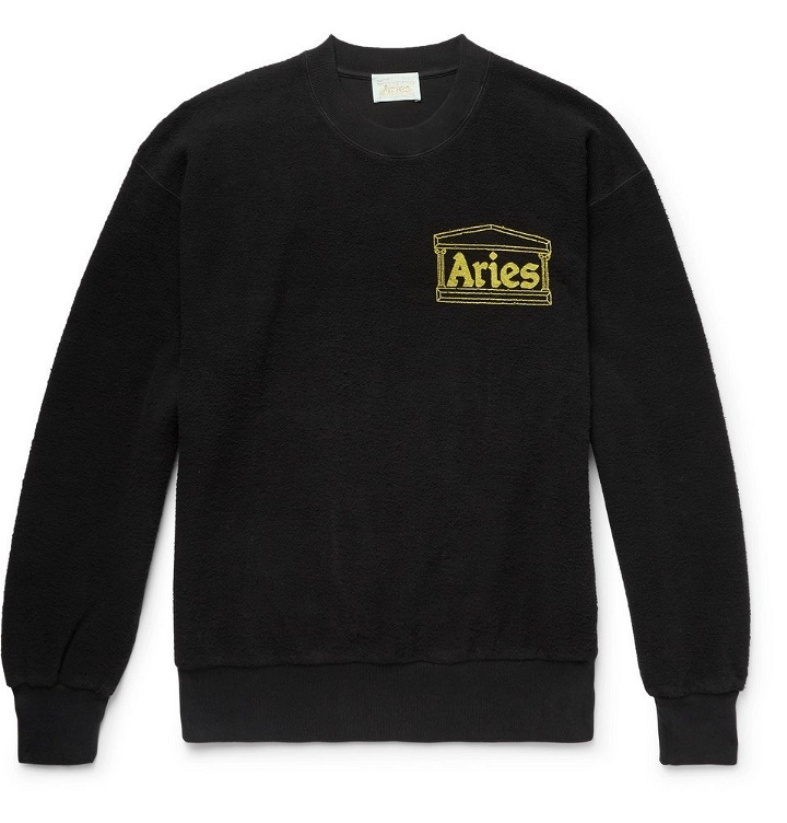 Photo: Aries - Logo-Print Cotton-Terry Sweatshirt - Men - Black