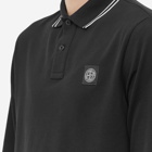 Stone Island Men's Long Sleeve Patch Polo Shirt in Black