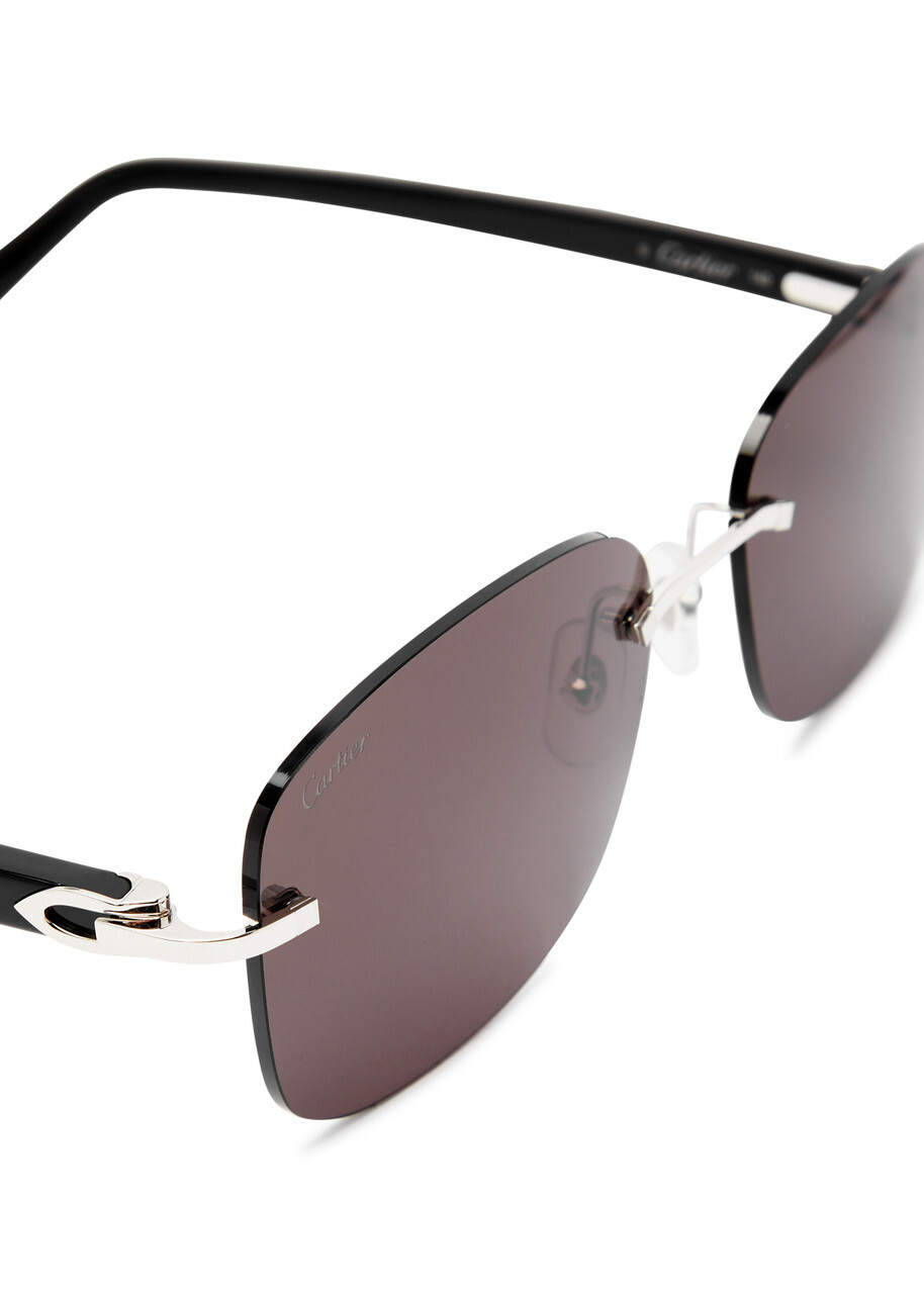 Cartier C Décor Rimless Square-frame Sunglasses - Black Cartier