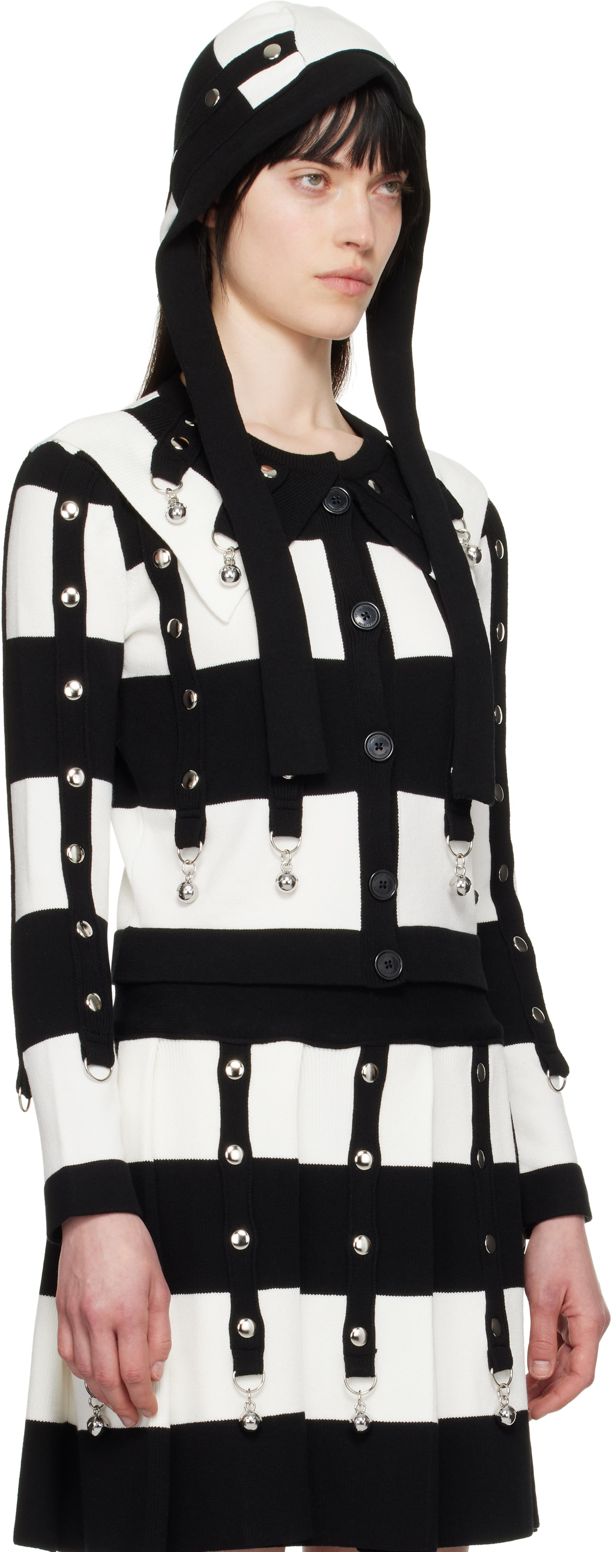 Chopova Lowena Black & White Kip Cardigan