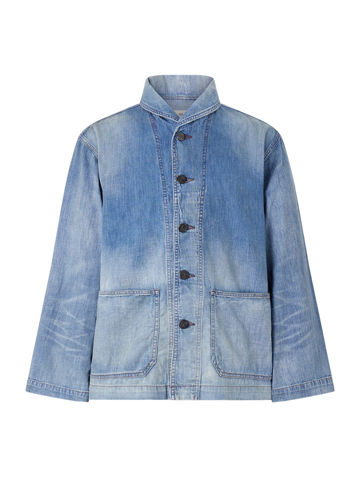 FULLCOUNT - Leather-Trimmed Denim Jacket - Black FULLCOUNT