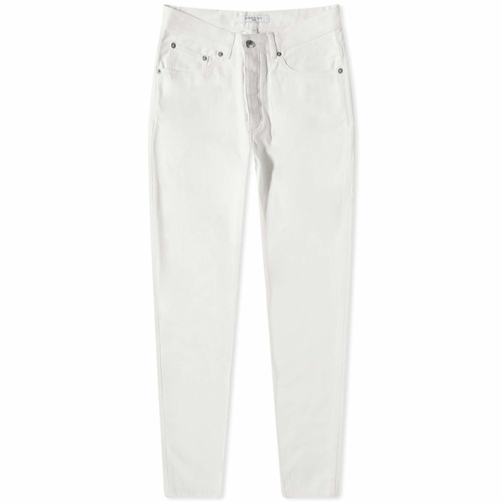Photo: Maison Kitsuné Men's Tapered Fit Jeans in Off-White