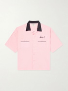 SAINT MXXXXXX - Deck of Cards Convertible-Collar Logo-Embroidered Satin Shirt - Pink