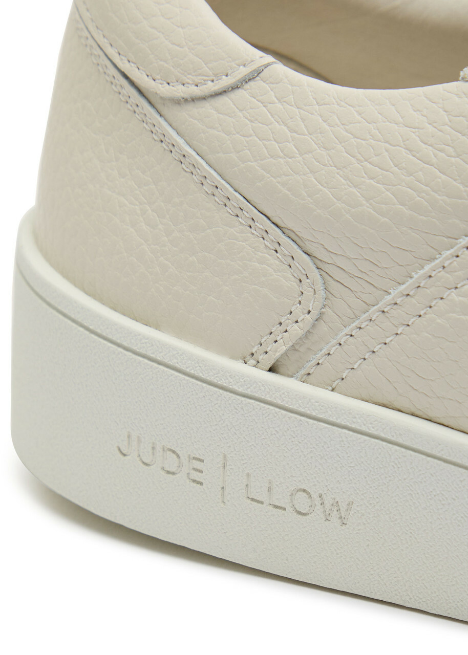 Jude Llow Pierre Panelled Grained Leather Sneakers White