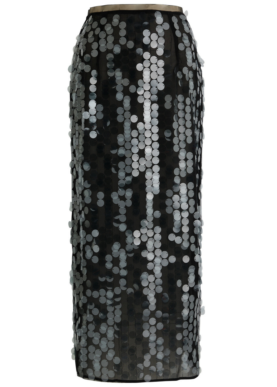 16 Arlington Dia Sequin-embellished Tulle Midi Skirt Black