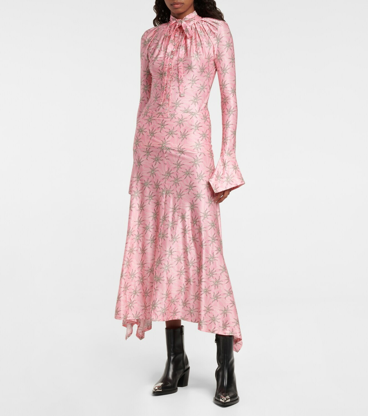 Paco Rabanne - Printed tie-neck midi dress