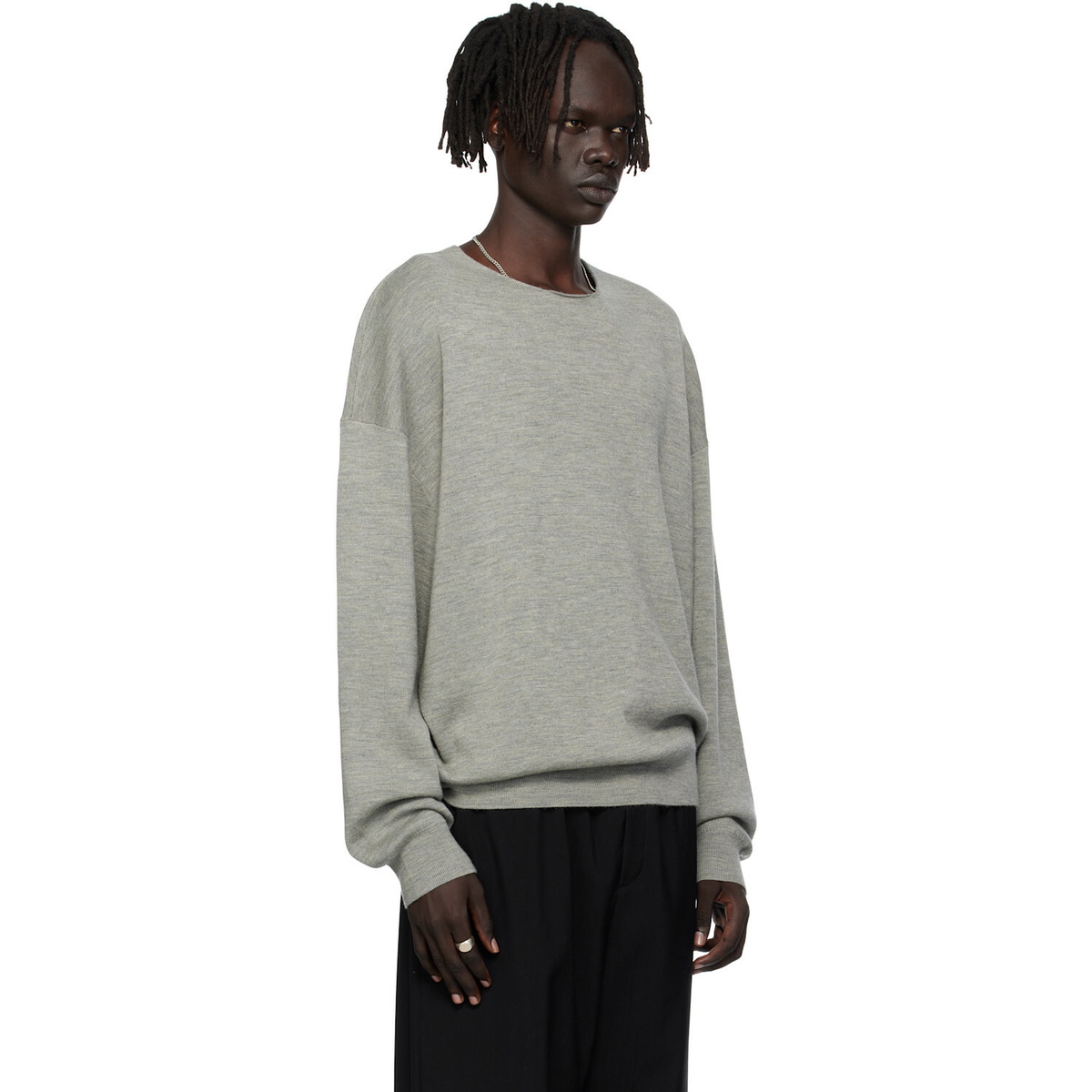 Fear of God ESSENTIALS Gray Long Sleeve Crewneck Sweater