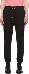 Balmain Black Flocked Logo Lounge Pants