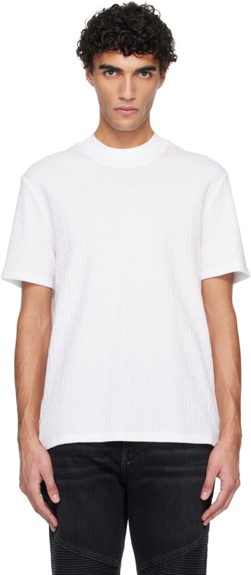 Photo: Balmain White Monogram Sponge T-shirt