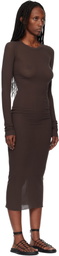 Rick Owens Brown Temple Rib LS Midi Dress