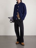Beams Plus - Alan Patchwork Cable-Knit Wool Cardigan - Blue